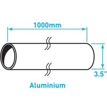 Exhaust Steel Tube Straight , ​Aluminized Steel - 3.5" x 1m